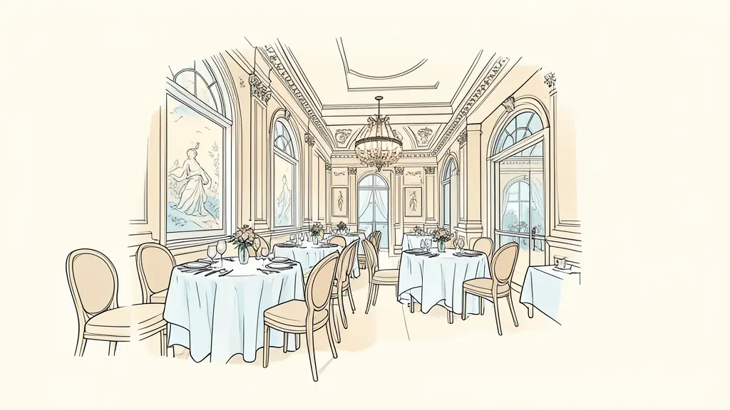 Intérieur raffiné de La Rotonde Versailles avec tables dressées sous un dôme architectural élégant