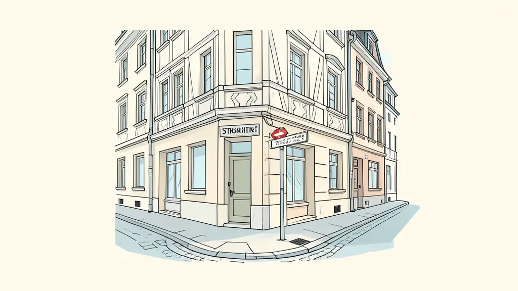 Entrée discrète des Jumeaux Strasbourg dans une rue calme avec architecture alsacienne traditionnelle